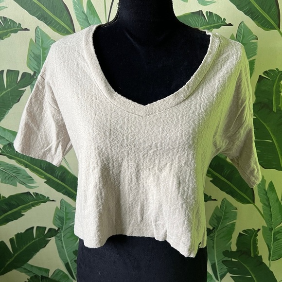 Gymshark Towel Tee in Washed Beige Cropped Size S NWT - Picture 1 of 5